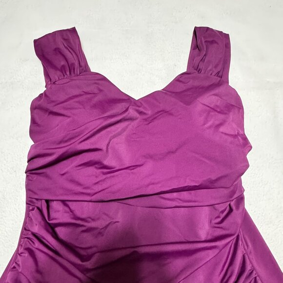 Swimsuits For All Plum Purple Ruched Pleated Swim Dress Size 18 - Picture 9 of 10